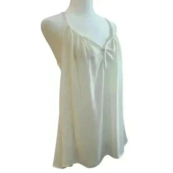 OLIVACEOUS CREAM POLY TANK TOP HOOK CLOSURE AT LOW V NECK LINE SIZE LARGE - Picture 2 of 12